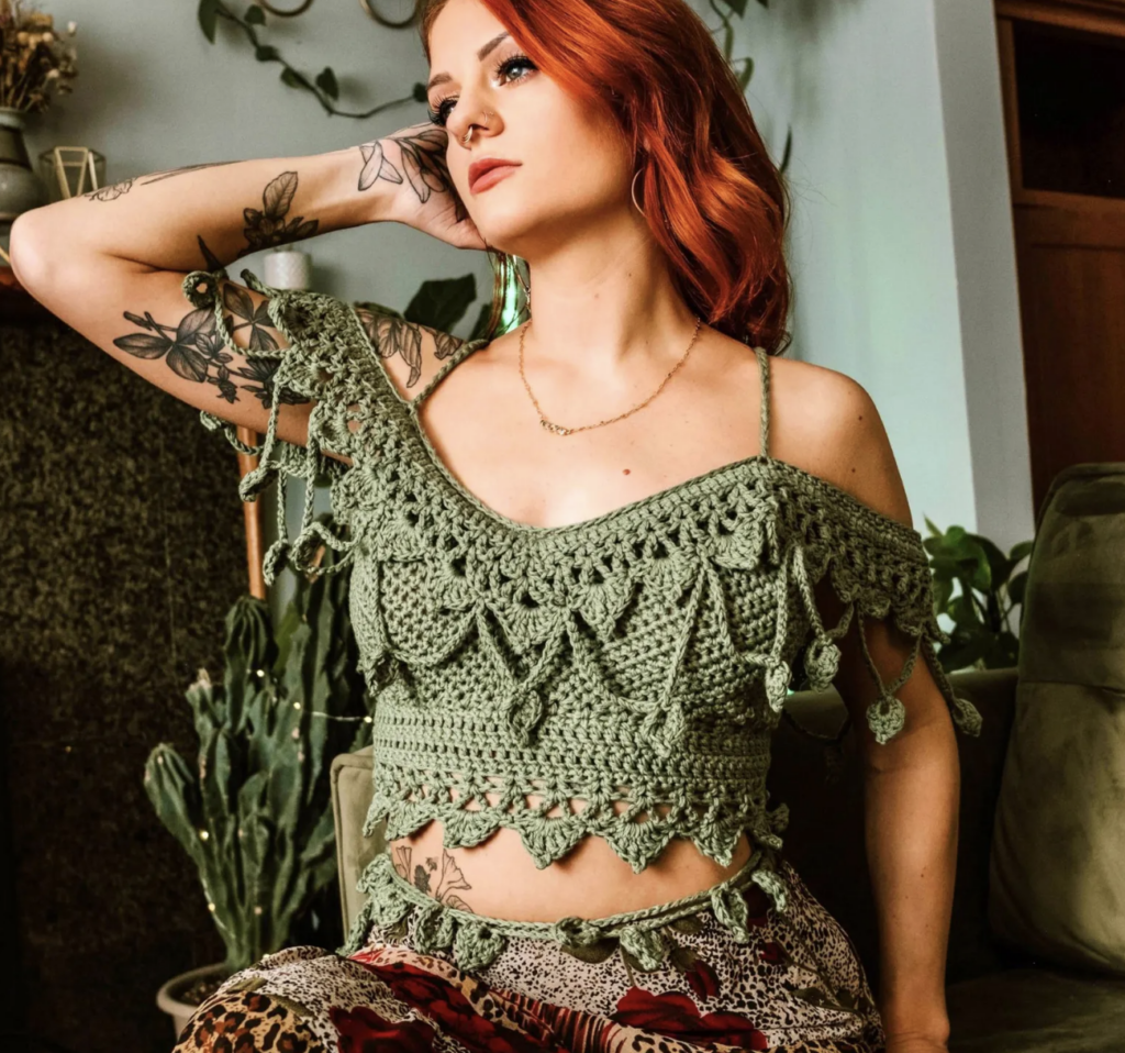 Crochet Pattern Roundup of 10 Crochet Crop Tops for Springtime done by Emily of Crochet Aweigh for Cre8tion Crochet.
